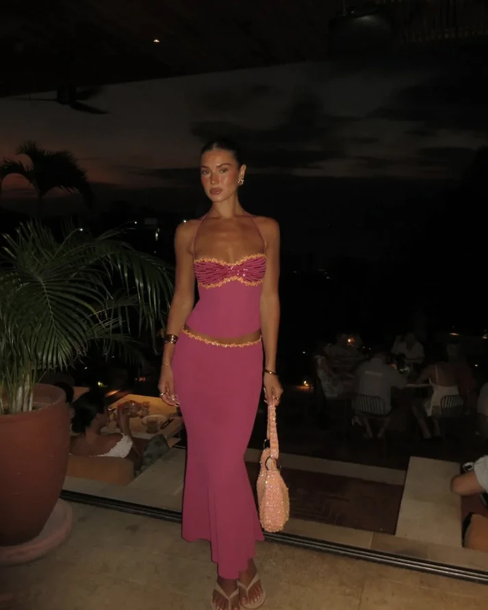 Halter Corset Maxi Set